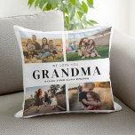We houden van je Oma Gepersonaliseerde 4 Fotocolla Kussen<br><div class="desc">Zeg dat we van je houden tegen oma dit vakantieseizoen met een gepersonaliseerd kerstcadeaukussen met 4 van je favoriete foto's en kleinkinderen kinder namen en . Alle tekst in dit ontwerp is bewerkbaar,  zodat u uw eigen bericht of tekst kunt toevoegen. Verkrijgbaar in verschillende kleuren,  stijlen en producten.</div>