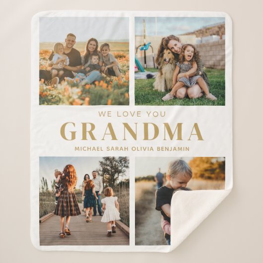 We houden van je Oma Gepersonaliseerde 4 Fotocolla Sherpa Deken (Voorkant)