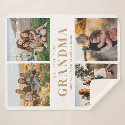 We houden van je Oma Gepersonaliseerde 4 Fotocolla Sherpa Deken (Voorkant (horizontaal))