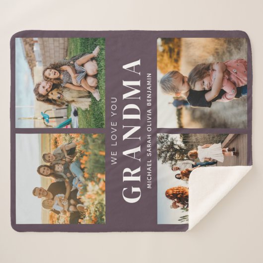 We houden van je Oma Gepersonaliseerde 4 Fotocolla Sherpa Deken (Voorkant (horizontaal))