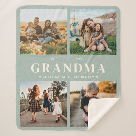 We houden van je Oma Gepersonaliseerde 4 Fotocolla Sherpa Deken (Voorkant)