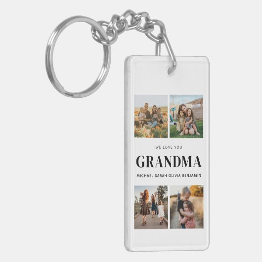 We houden van je Oma Gepersonaliseerde 4 Fotocolla Sleutelhanger (Voorkant Links)