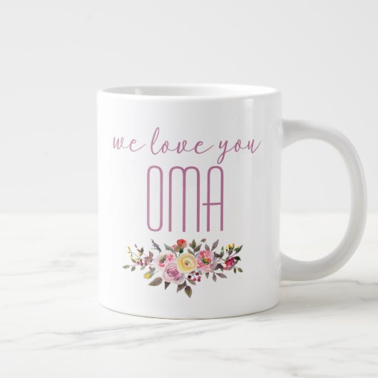 We houden van je Oma Pink Floral Grote Koffiekop (Rechts)