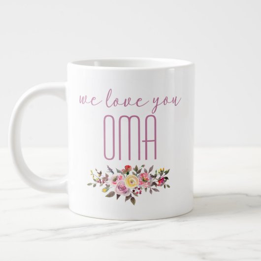 We houden van je Oma Pink Floral Grote Koffiekop (Links)