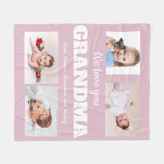 We houden van je oma roze 4 fotofamilie fleece deken (Voorkant (Horizontaal))