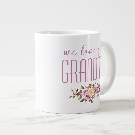 We houden van je oma roze bloem grote koffiekop (Voorkant rechts)