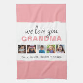 We houden van je oma roze kleinkinderen 5 Foto Theedoek (Verticaal)