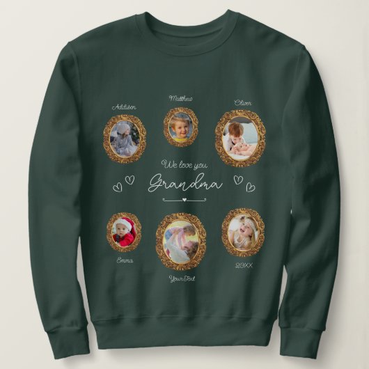 We houden van je oma Six Photo met tekst en hart Trui (Design voorkant)