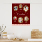 We houden van je oma Six Photo met Text Red Heart Poster (Keuken)