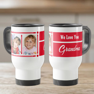 We houden van je oma voeg foto's toe wit en rood reisbeker