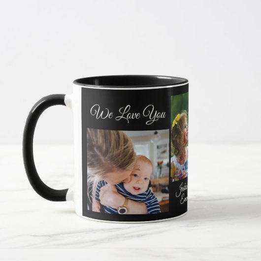 We houden van je, oma | Zwart 5 Fotocollage Mok (Links)