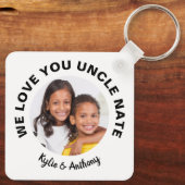 We houden van je oom Custom Photo and Names White Sleutelhanger (Achterkant)