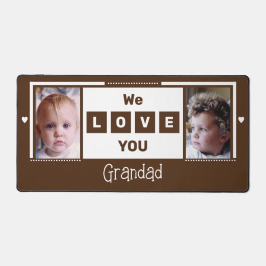 We houden van je opa 2 foto bruin wit bureaumat (Voorkant)