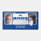 We houden van je opa 2 foto donkerblauw wit bureaumat (Keyboard & Muis)