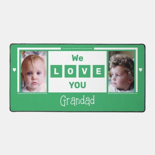 We houden van je opa 2 foto groen wit bureaumat (Voorkant)