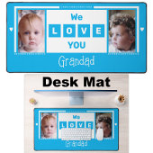 We houden van je opa 2 foto lichtblauw wit bureaumat