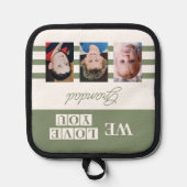 We houden van je opa 3 foto groen pannenlap (Voorkant)