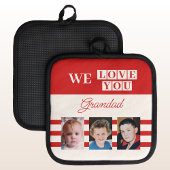 We houden van je opa 3 foto rood pannenlap