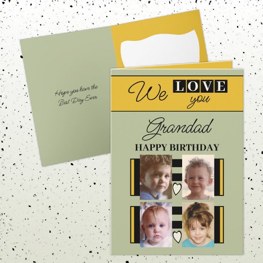 We houden van je opa 4 foto groene verjaardag kaart