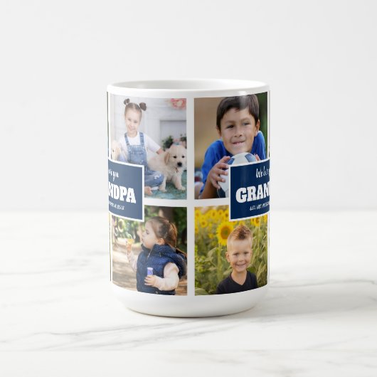 We houden van je opa 4 Foto Navy Blue Coffee Mok (Center)