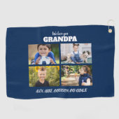 We houden van je opa 4 Foto Navy Blue Golfhanddoek (Horizontaal)