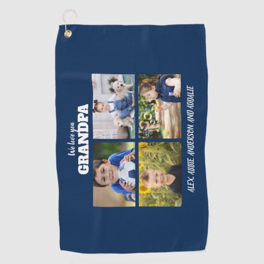 We houden van je opa 4 Foto Navy Blue Golfhanddoek (Voorkant)