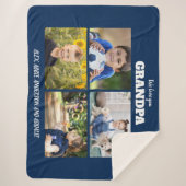 We houden van je opa 4 Foto Navy Blue Sherpa Deken (Voorkant)