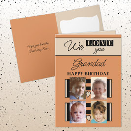 We houden van je opa 4 foto oranje verjaardag kaart