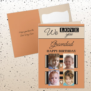 We houden van je opa 4 foto oranje verjaardag kaart