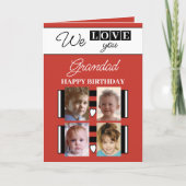 We houden van je opa 4 foto rode verjaardag kaart (Voorkant)