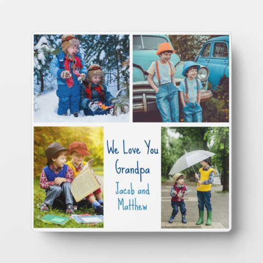 We houden van je Opa Custom Schattigee Kinder Coll Fotoplaat (Voorkant)