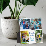 We houden van je Opa Custom Schattigee Kinder Coll Fotoplaat<br><div class="desc">Deze schattige,  aangepaste kinder fotoplaquette voor een grootvader heeft een moderne lay-out van 4 kleinkinderen foto's op een witte achtergrond met blauw typografie lezen We Love You Grandpa. Dit prachtige kleinkinderen foto cadeau is voorzien van uw eigen foto collage rond uw persoonlijke boodschap en namen.</div>