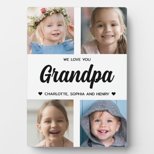 We houden van je Opa Familie Fotocollage Fotoplaat (voorkant)