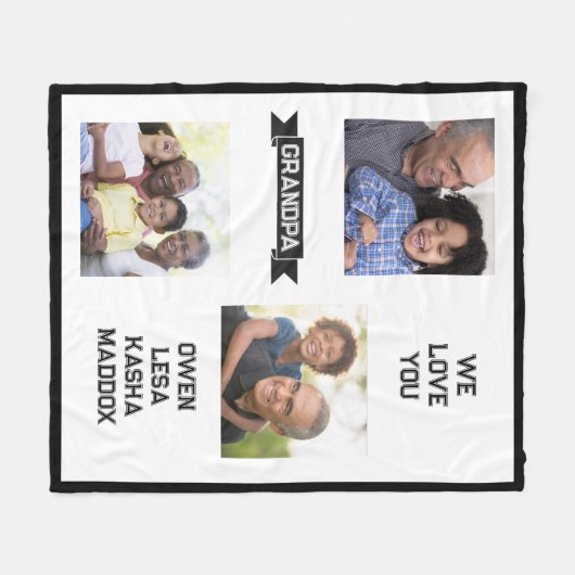 We houden van je Opa Fotocollage Fleece Deken (Voorkant (Horizontaal))