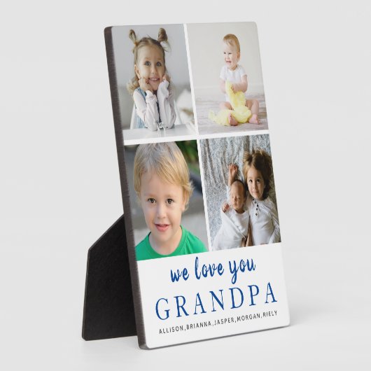 We houden van je opa| Fotocollage| White Blue Fotoplaat (Zijkant)