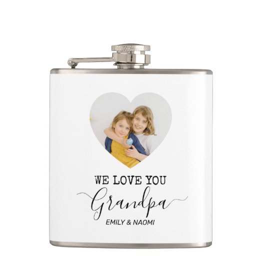 We houden van je, opa | gepersonaliseerde kolf heupfles (Voorkant)