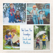 We houden van je Opa Kleinkinderen Fotocollage Glazen Onderzetter (Voorkant)