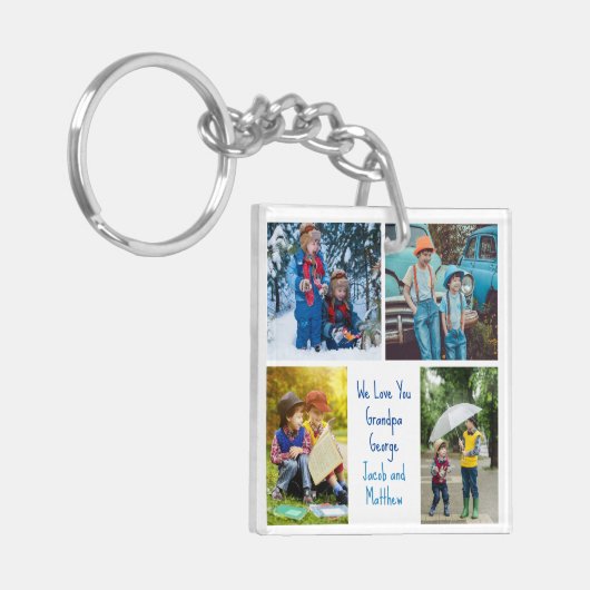 We houden van je Opa Kleinkinderen Fotocollage Sleutelhanger (Voorkant Links)