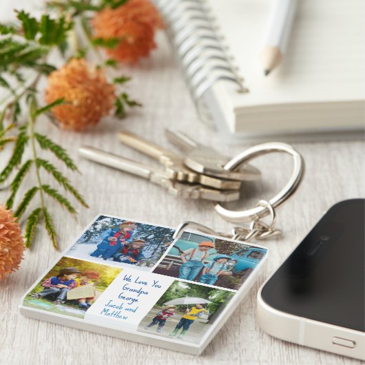 We houden van je Opa Kleinkinderen Fotocollage Sleutelhanger (Voorkant Rechts)