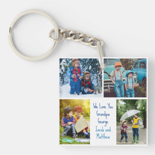 We houden van je Opa Kleinkinderen Fotocollage Sleutelhanger (Voorkant)