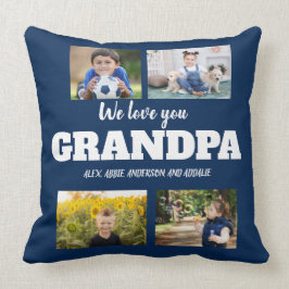 We houden van je opa Navy Blue 4 Foto Collage Kussen
