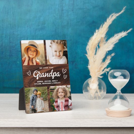 We houden van je Opa Rustic Wood Fotocollage Fotoplaat (Zijkant)