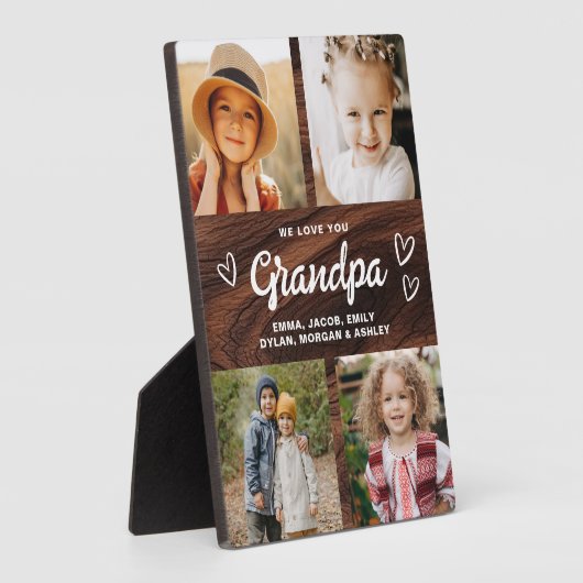 We houden van je Opa Rustic Wood Fotocollage Fotoplaat (Zijkant)