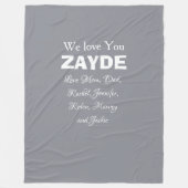We houden van je Opa ZAYDE Cadeaunamen Elegant Gri Fleece Deken (Voorkant)