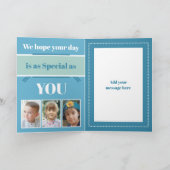 We houden van je Pa Vaderdag blauw groene foto Kaart (Binnen)