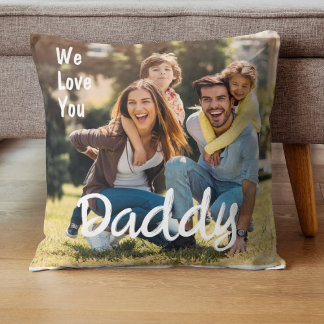 We houden van je papa aangepaste foto Vaderdag Kussen