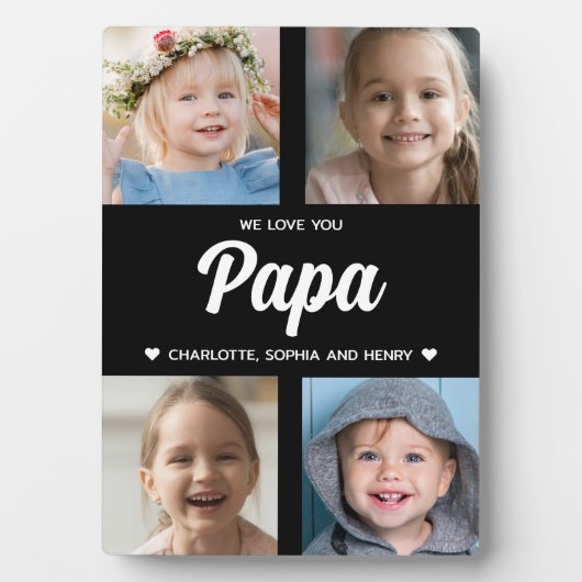 We houden van je Papa Family Keepsake Fotocollage Fotoplaat (voorkant)
