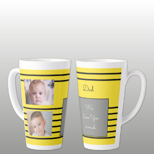 We houden van je Papa geel en zwart met foto's Latte Mok