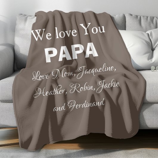 We houden van je Papa Gift Script Familienamen Mod Fleece Deken