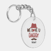 We houden van je papa grappig ontwerp sleutelhanger (Voorkant Links)